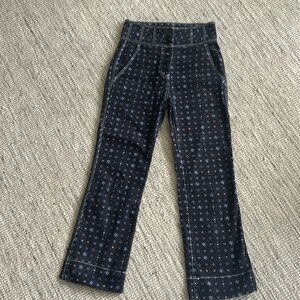 Ulla Johnson size 6 printed dark blue cropped jeans/pants